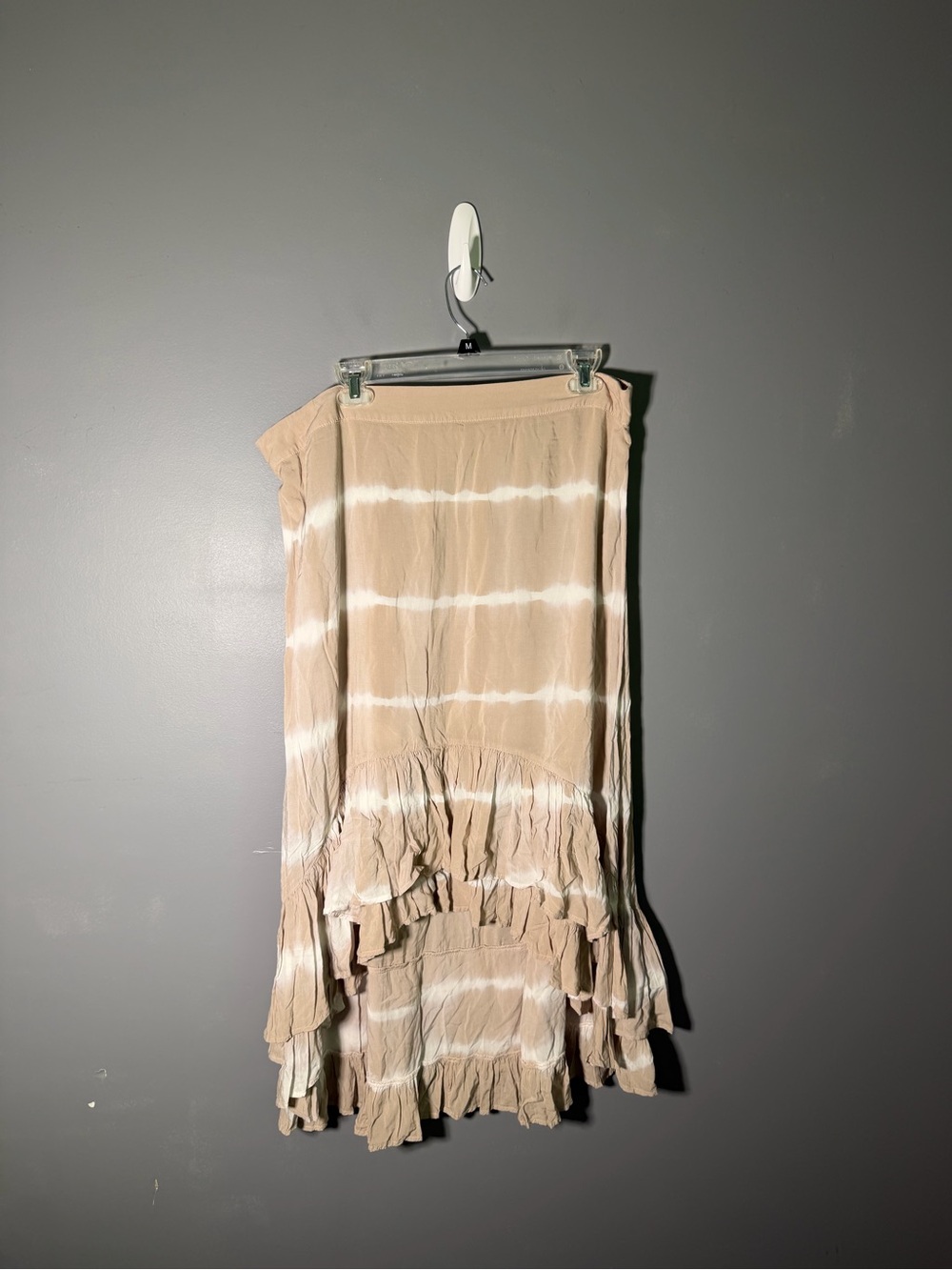 Soft Surroundings High Low Ruffled Prairie Midi Skirt Tie Dye High Rise Boho L